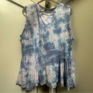Blue Tie-Dye babydoll Sleeveless Top